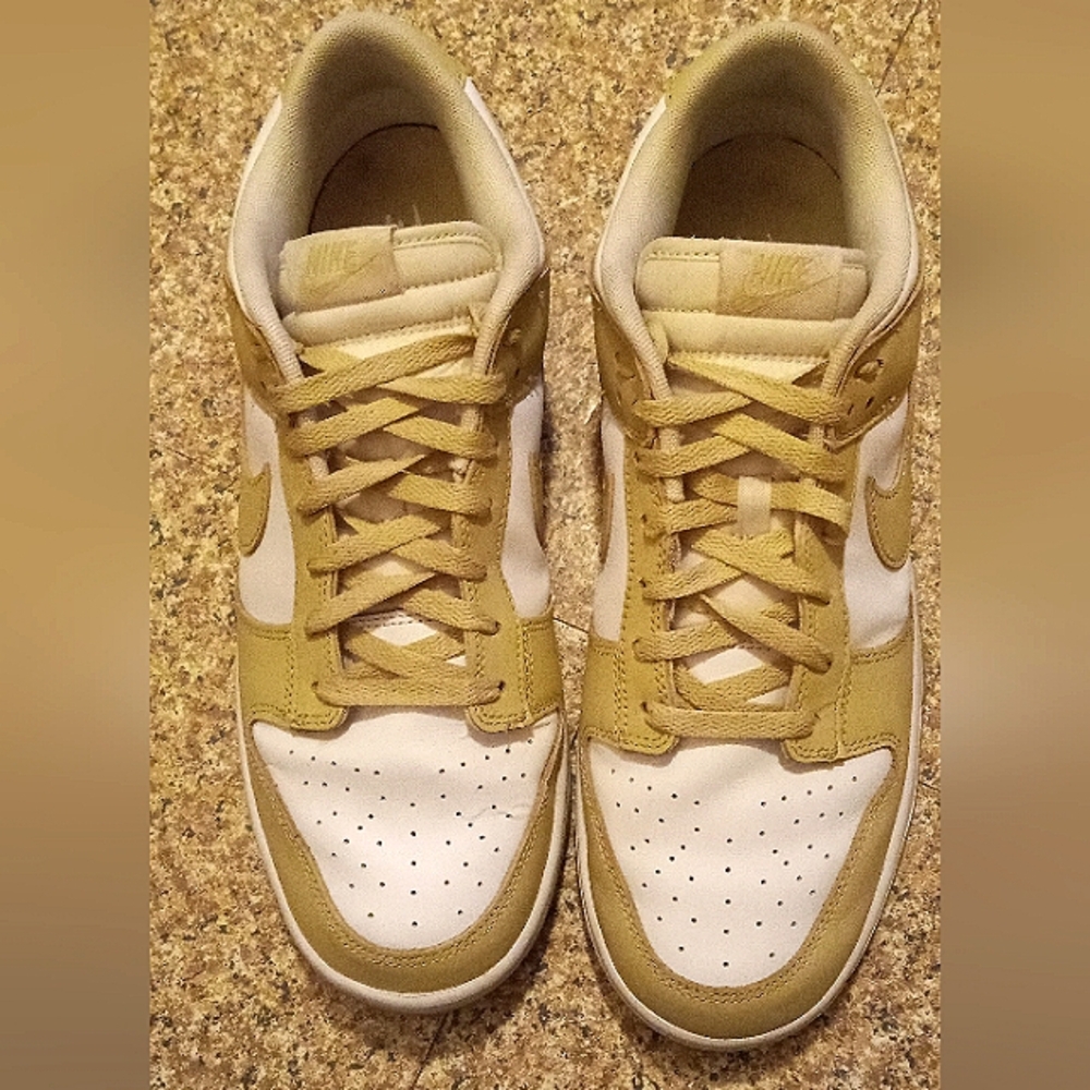 NIKE Dunk Low Retro Men's size 12 white & team gold.